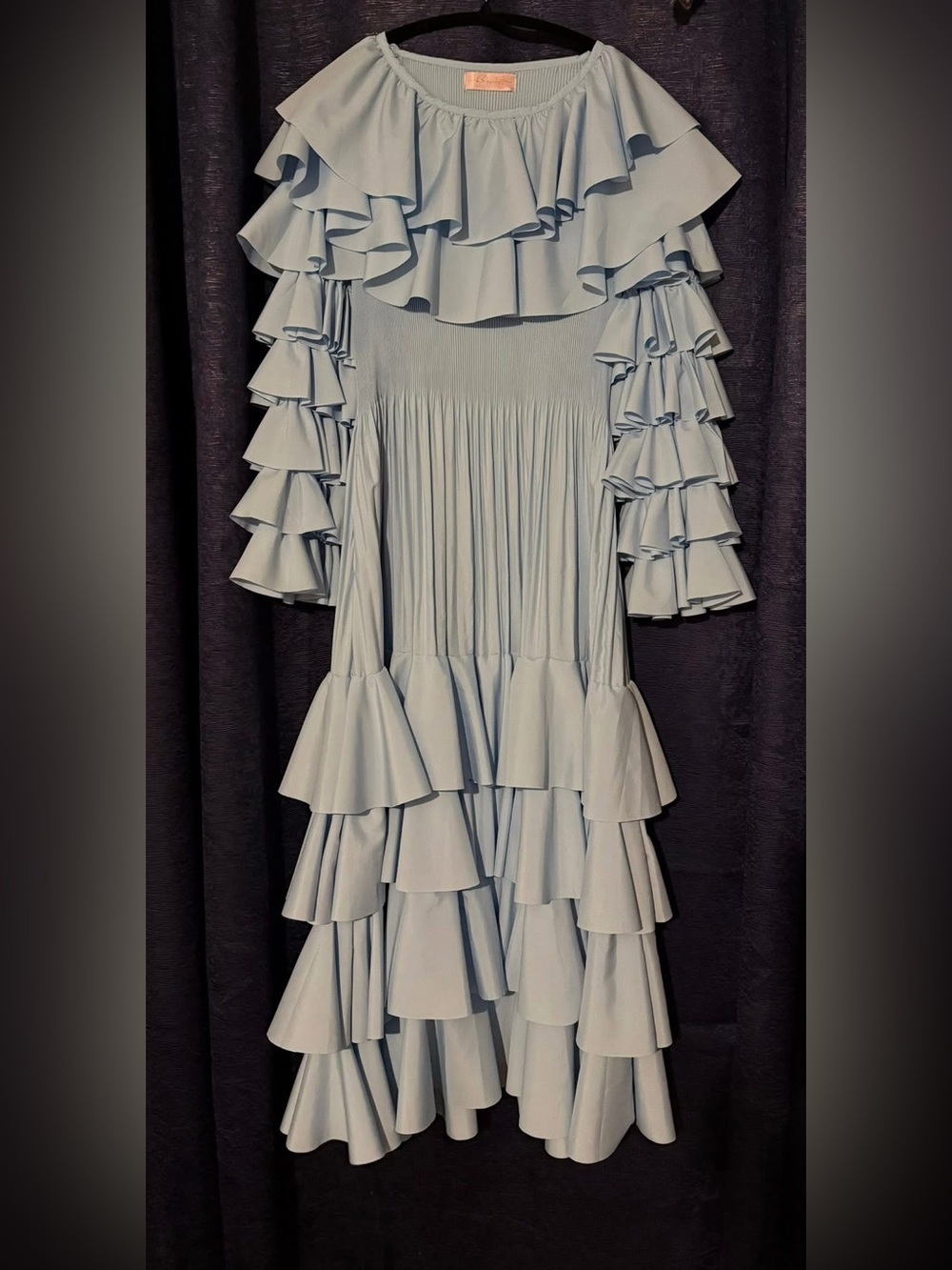 Oh So Modest Gabriella light blue one size pleated dress, new without tags.